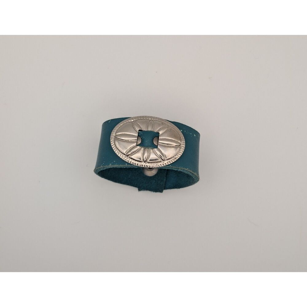 Leather Bracelet with Silver Oval Concho – Adjustable Snap Closure